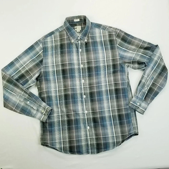 J Crew Tailored Fit Medium Button Down Plaid Long Sleeve Cotton Washed Casual - Picture 1 of 7
